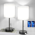 Table Lamp Set Built-In USB & AC Outlet