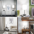 Table Lamp Set Built-In USB & AC Outlet