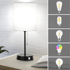 Table Lamp Set Built-In USB & AC Outlet