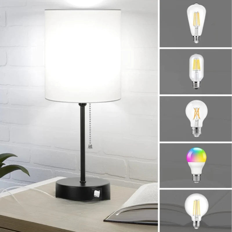 Table Lamp Set Built-In USB & AC Outlet