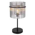 Table Lamp Smoked Glass Shade Matte Black Metal