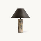 Table Lamp Solid Marble Base Black Fabric Shade