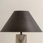 Table Lamp Solid Marble Base Black Fabric Shade