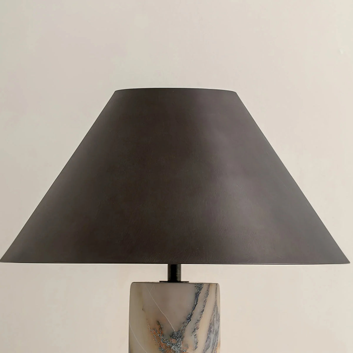 Table Lamp Solid Marble Base Black Fabric Shade