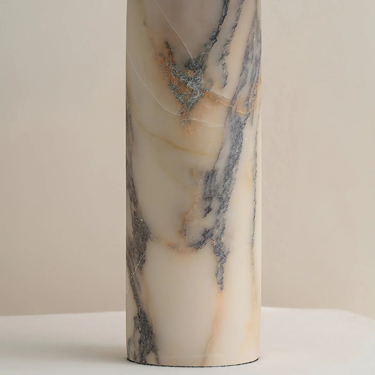 Table Lamp Solid Marble Base Black Fabric Shade