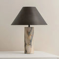 Table Lamp Solid Marble Base Black Fabric Shade