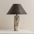 Table Lamp Solid Marble Base Black Fabric Shade