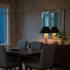 Table Lamp Solid Marble Base Black Fabric Shade