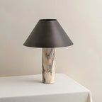 Table Lamp Solid Marble Base Black Fabric Shade
