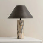 Table Lamp Solid Marble Base Black Fabric Shade