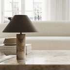 Table Lamp Solid Marble Base Black Fabric Shade