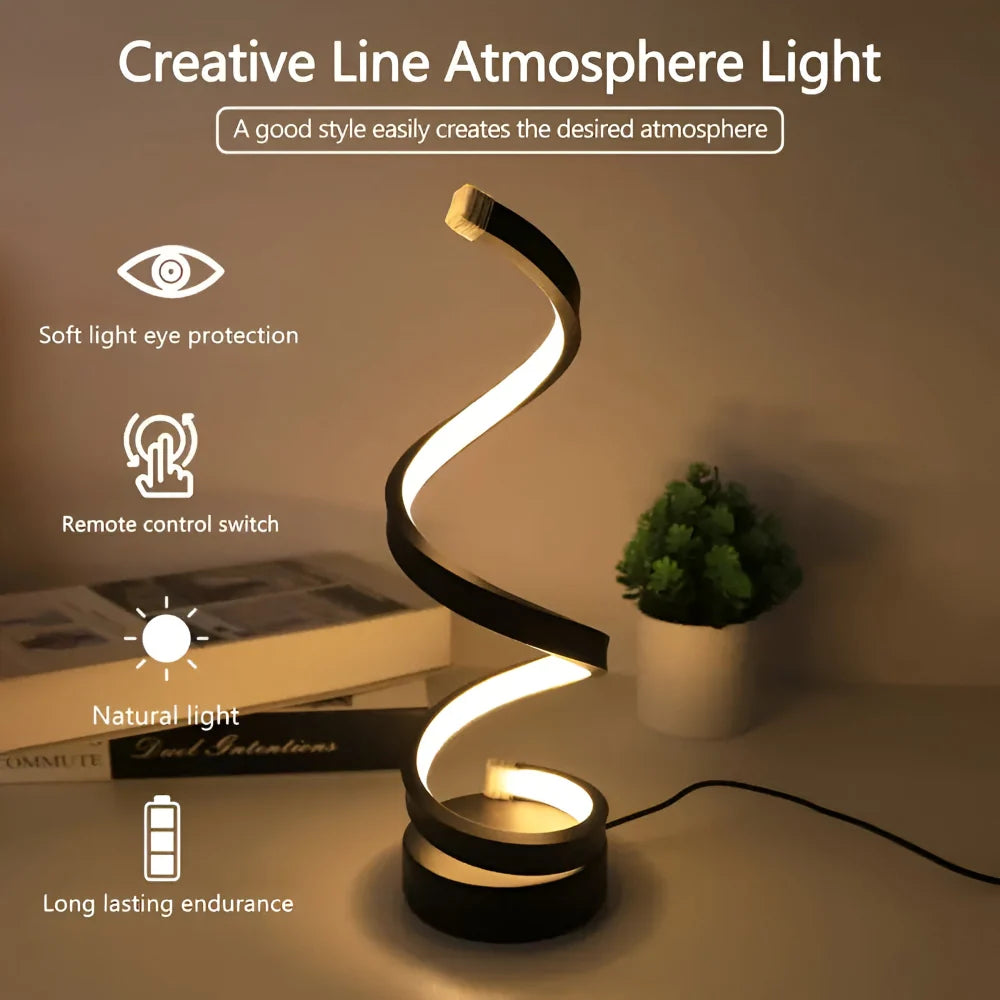 Table Lamp Spiral Dimmable 3-Color USB Powered