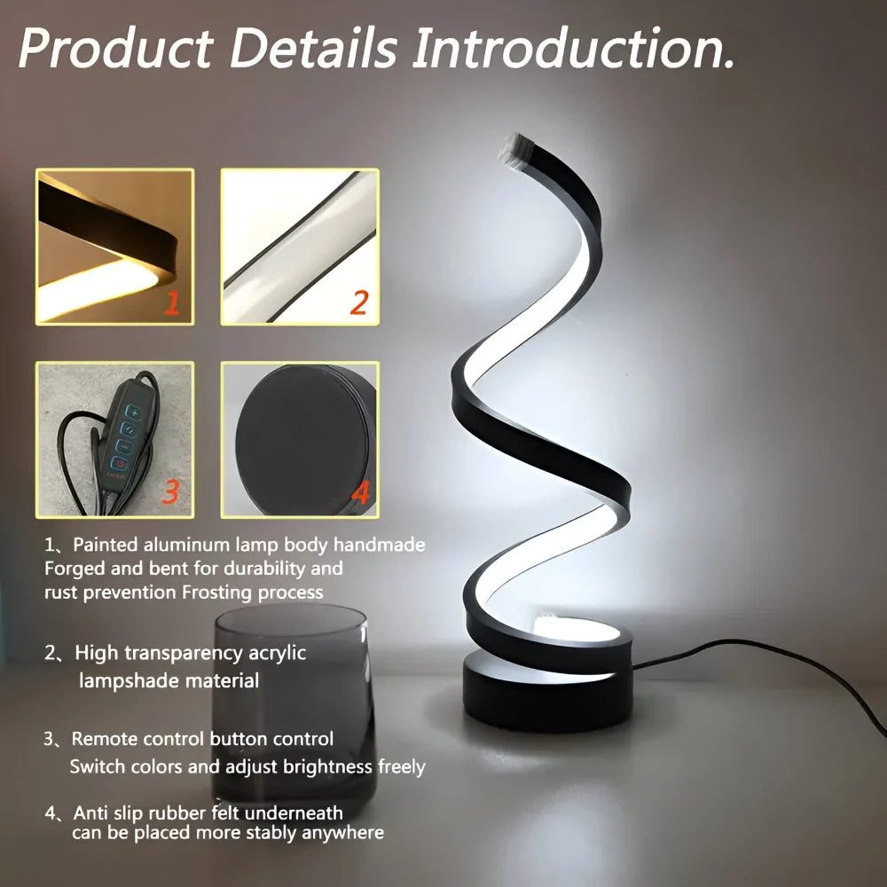 Table Lamp Spiral Dimmable 3-Color USB Powered