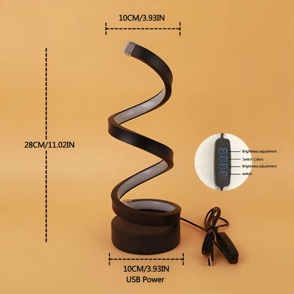Table Lamp Spiral Dimmable 3-Color USB Powered