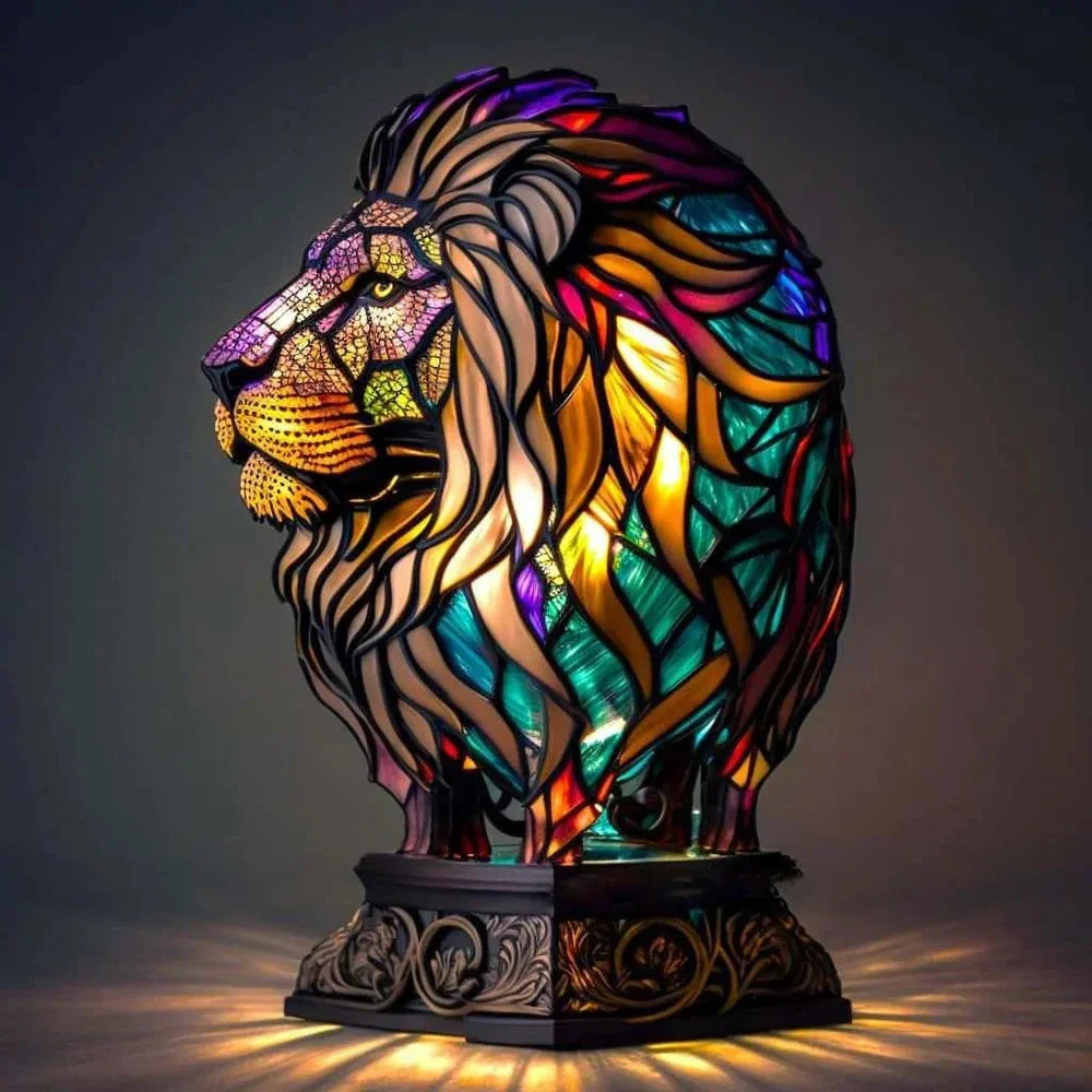 Table Lamp Stained Glass Animal Motif 15 cm