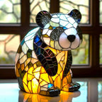 Table Lamp Stained Glass Animal Motif Warm Ambient Light