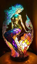 Table Lamp Stained Glass Animal Motif Warm Ambient Light