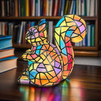 Table Lamp Stained Glass Animal Motif Warm Ambient Light