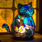 Table Lamp Stained Glass Animal Motif Warm Ambient Light