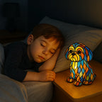 Table Lamp Stained Glass Dog Mosaic E14 Socket