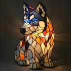 Table Lamp Stained Glass Dog Mosaic E14 Socket