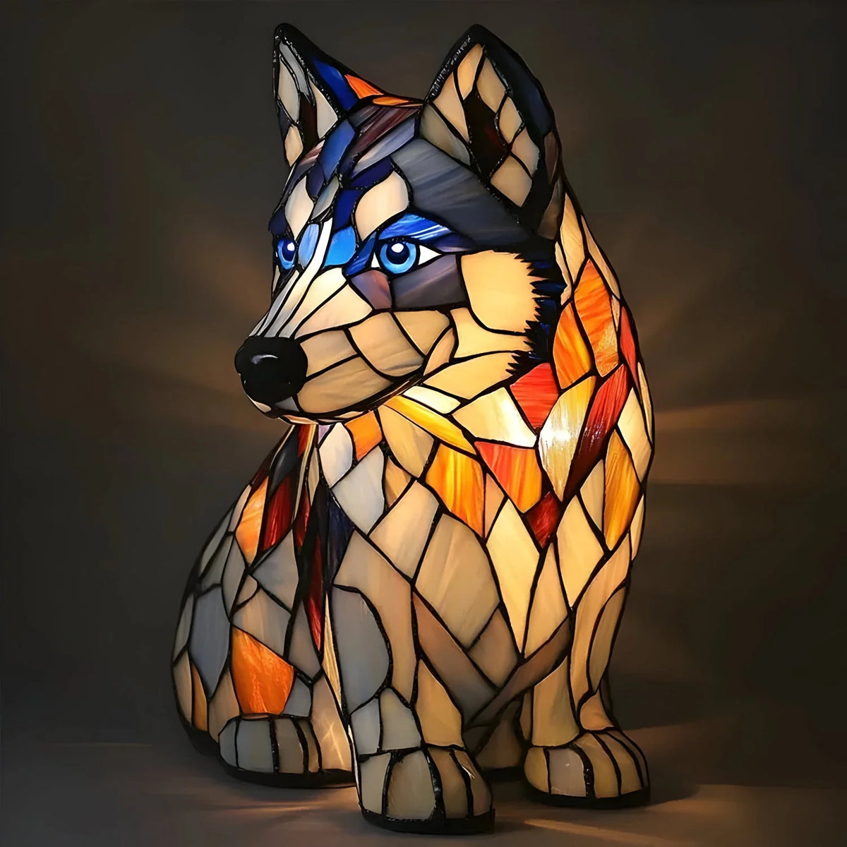 Table Lamp Stained Glass Dog Mosaic E14 Socket