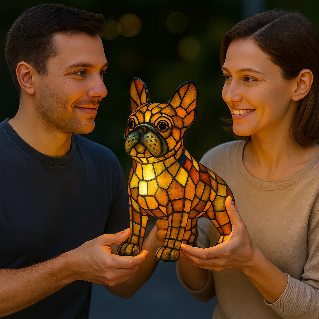 Table Lamp Stained Glass Dog Mosaic E14 Socket