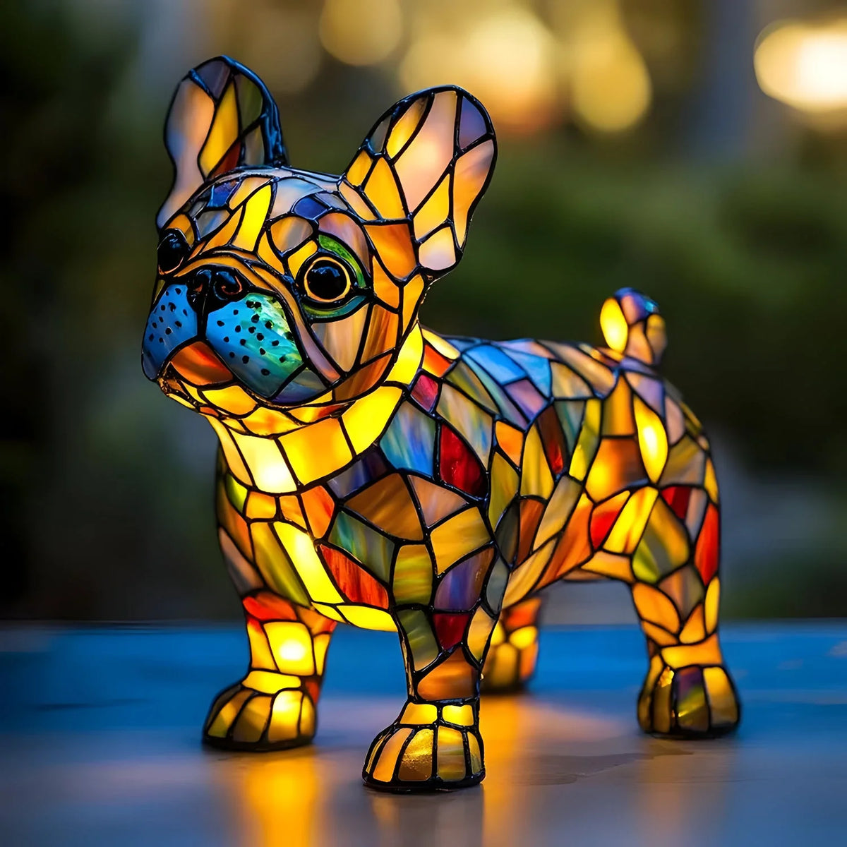 Table Lamp Stained Glass Dog Mosaic E14 Socket