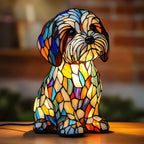 Table Lamp Stained Glass Dog Mosaic E14 Socket