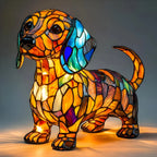 Table Lamp Stained Glass Dog Mosaic E14 Socket
