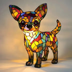 Table Lamp Stained Glass Dog Mosaic E14 Socket