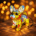 Table Lamp Stained-Glass Look Dog Figurine Battery & Mains