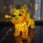 Table Lamp Stained-Glass Look Dog Figurine Battery & Mains
