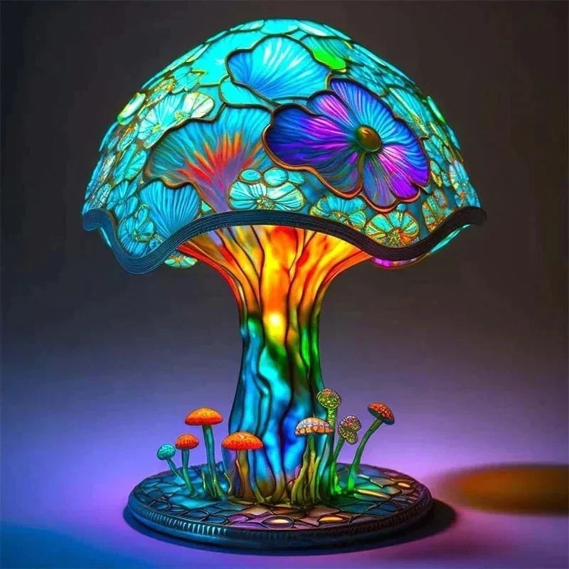 Table Lamp Stained-Glass Style Soft Ambient Glow
