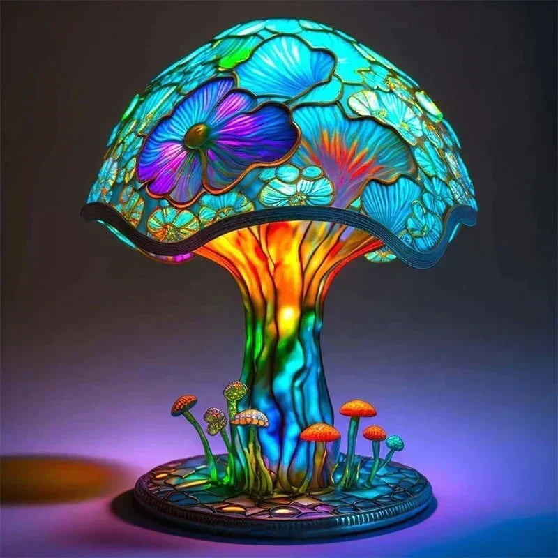 Table Lamp Stained-Glass Style Soft Ambient Glow
