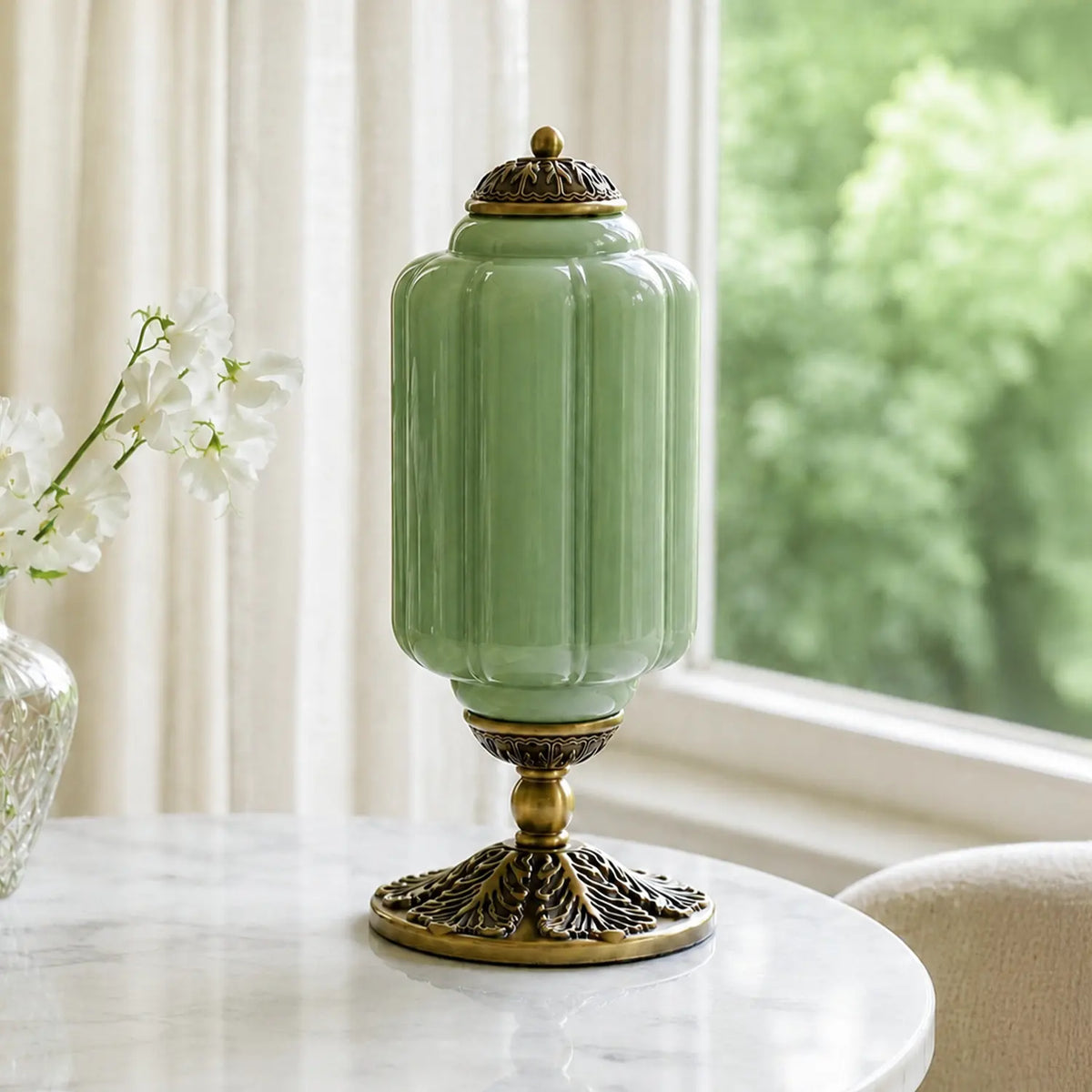 Table Lamp Textured Cream Glass Soft Diffused Light