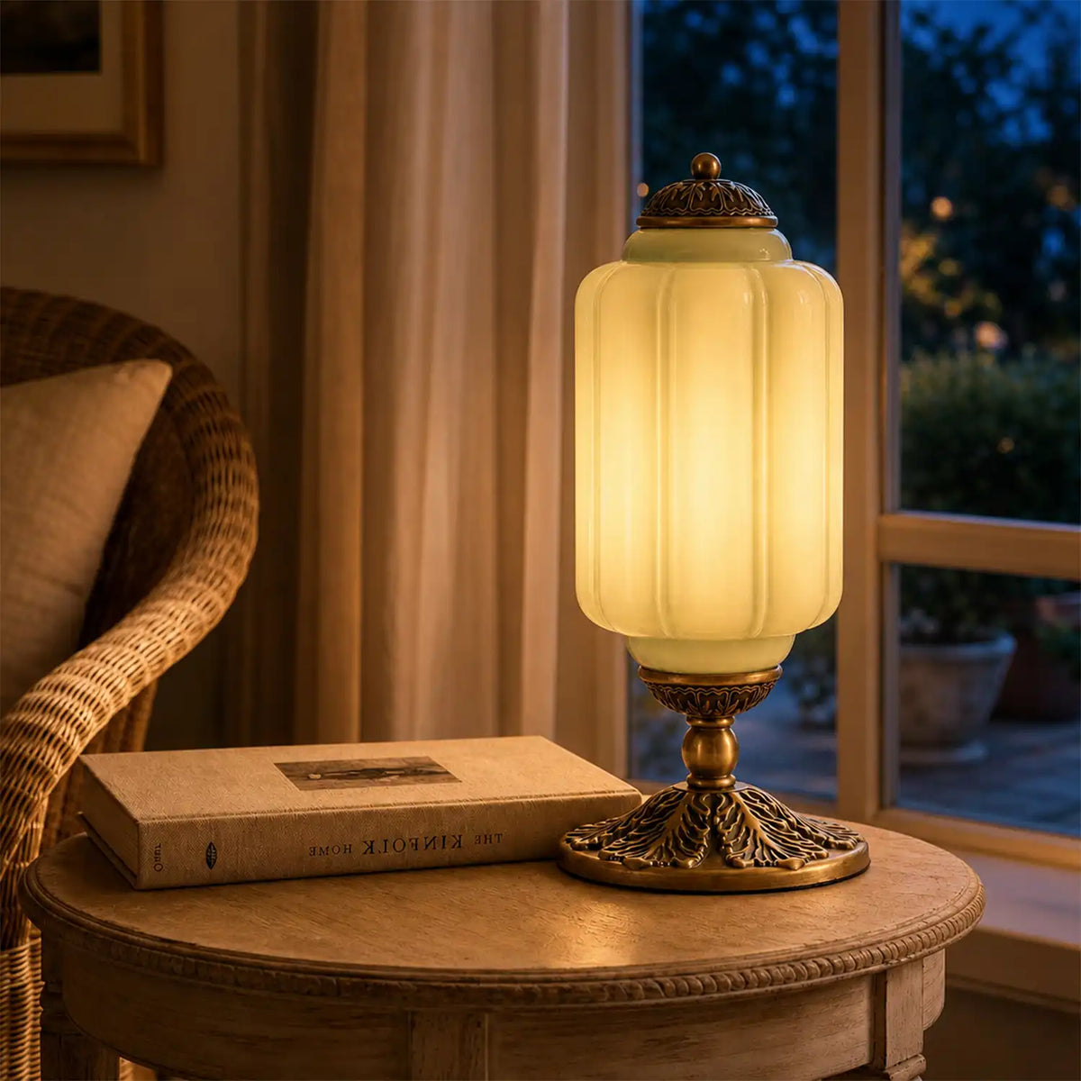 Table Lamp Textured Cream Glass Soft Diffused Light