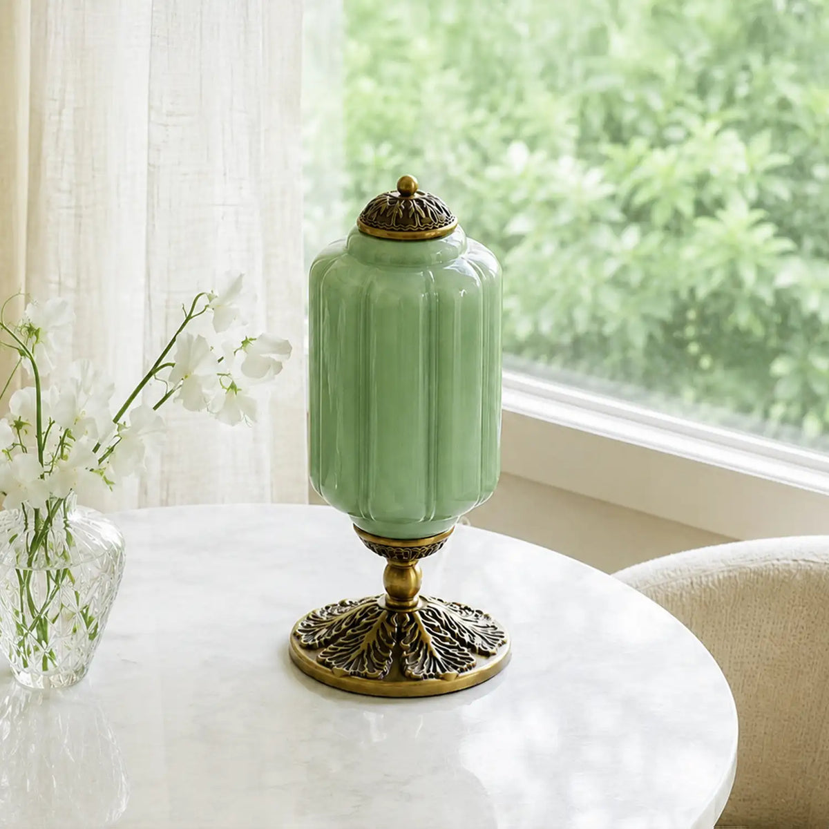 Table Lamp Textured Cream Glass Soft Diffused Light