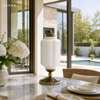 Table Lamp Textured Cream Glass Soft Diffused Light