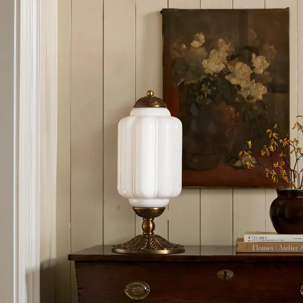 Table Lamp Textured Cream Glass Soft Diffused Light