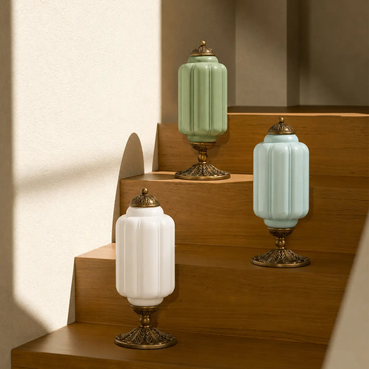 Table Lamp Textured Cream Glass Soft Diffused Light