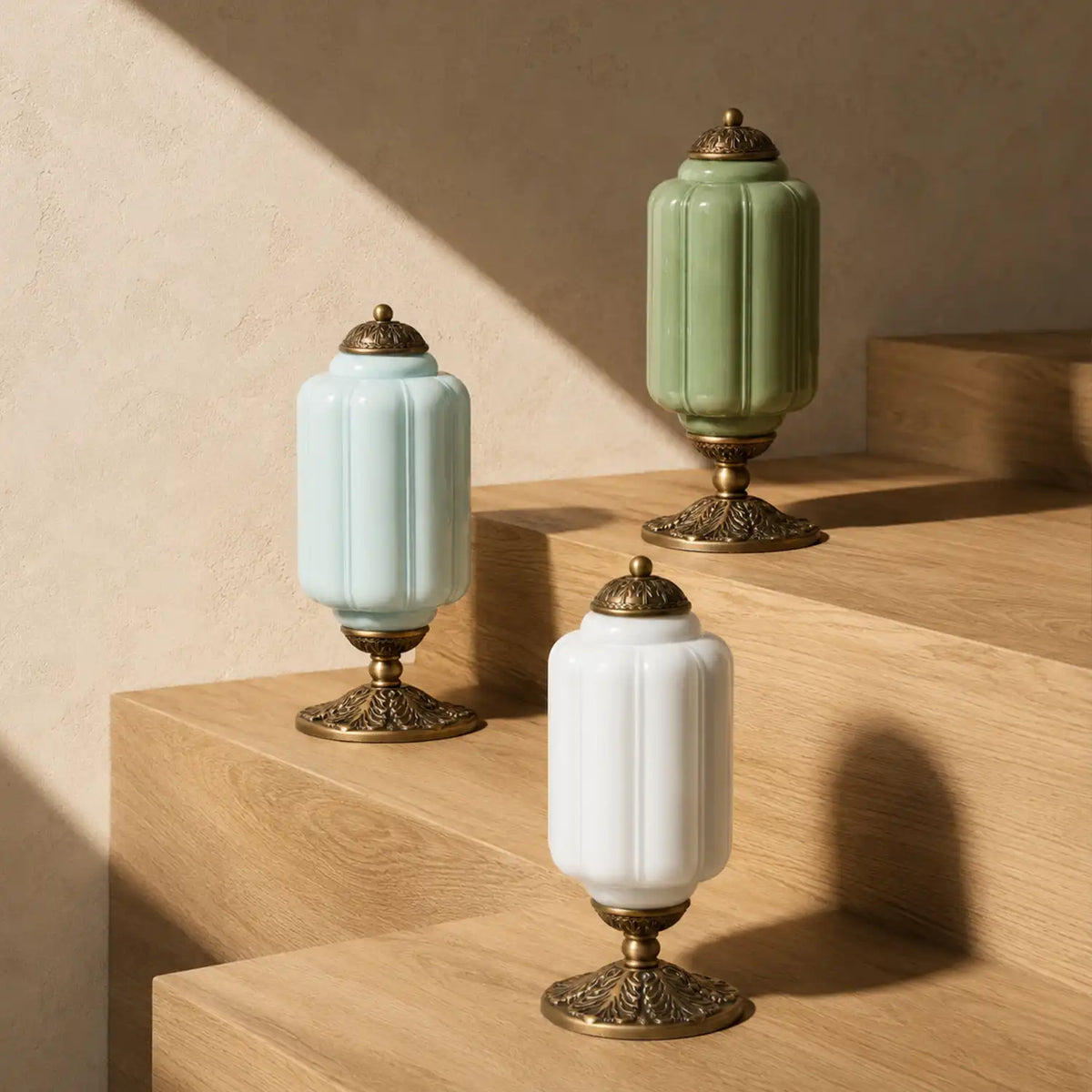 Table Lamp Textured Cream Glass Soft Diffused Light
