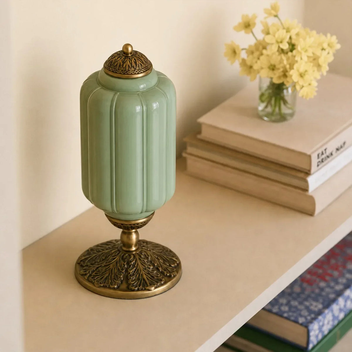 Table Lamp Textured Cream Glass Soft Diffused Light