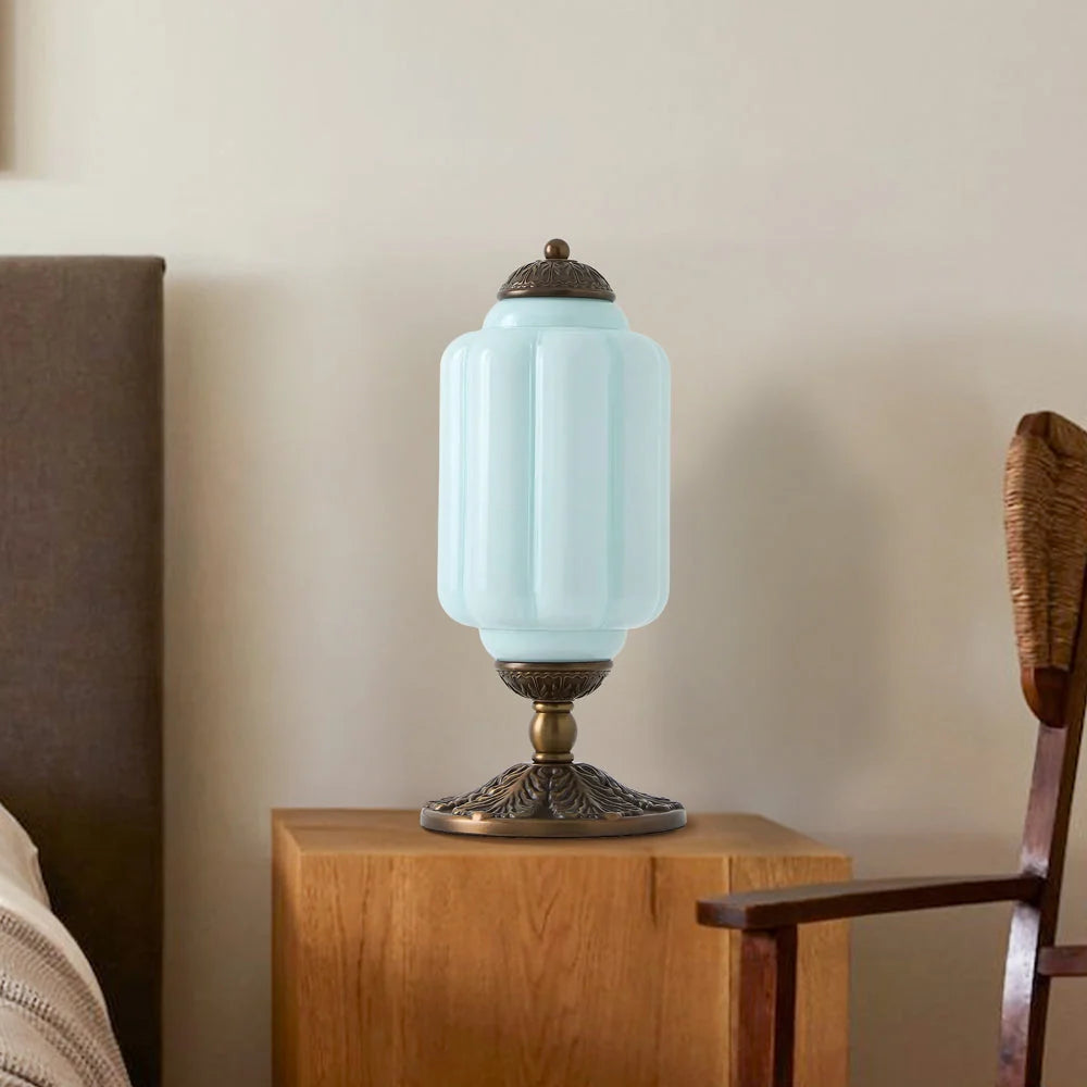 Table Lamp Textured Cream Glass Soft Diffused Light