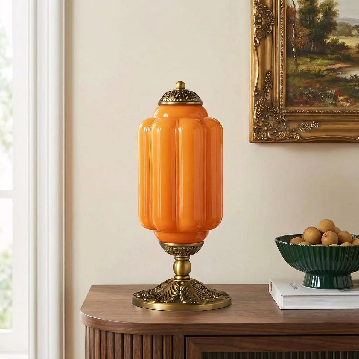 Table Lamp Textured Cream Glass Soft Diffused Light