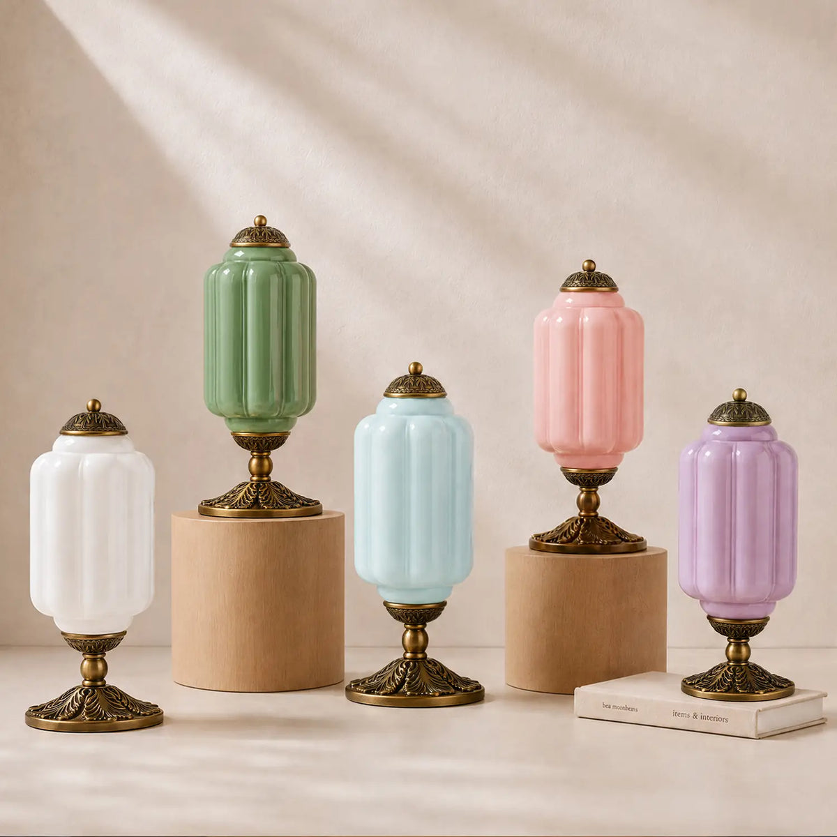 Table Lamp Textured Cream Glass Soft Diffused Light