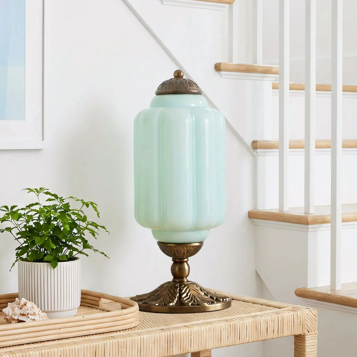 Table Lamp Textured Cream Glass Soft Diffused Light