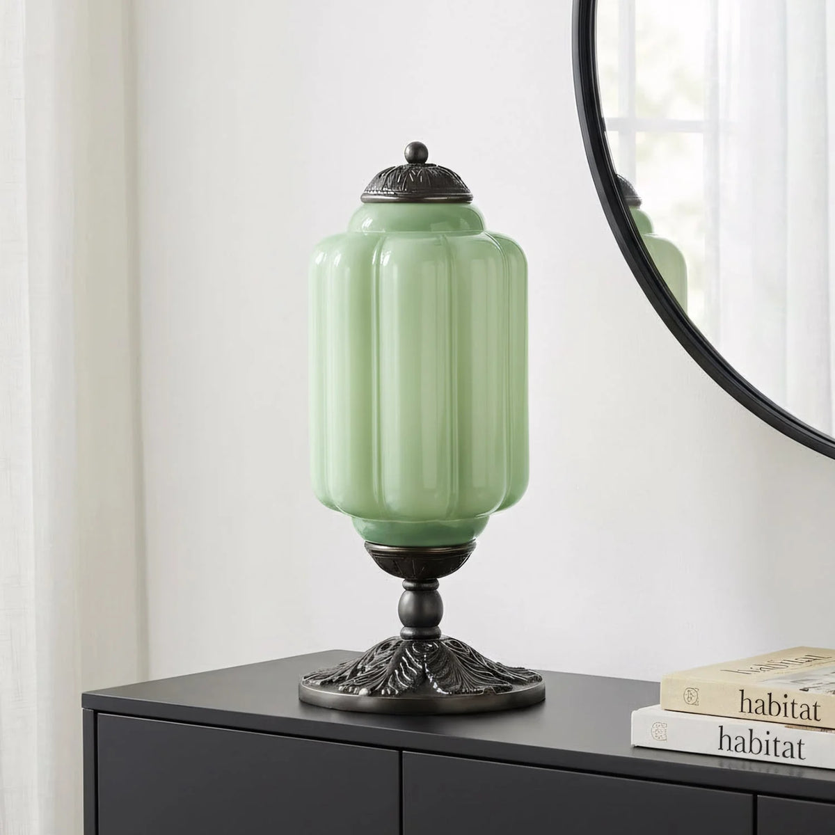 Table Lamp Textured Cream Glass Soft Diffused Light