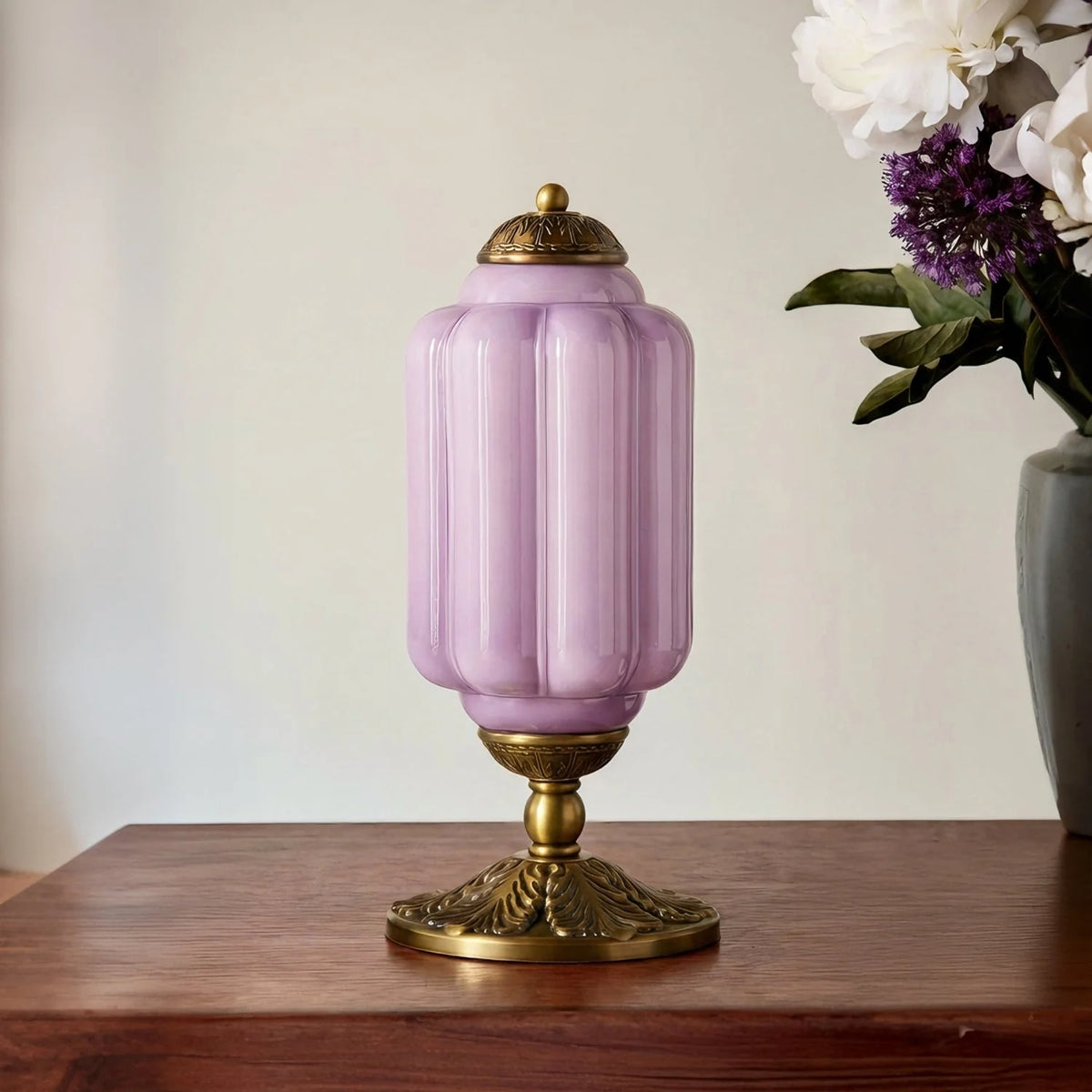 Table Lamp Textured Cream Glass Soft Diffused Light