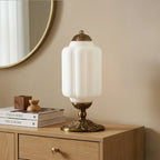 Table Lamp Textured Cream Glass Soft Diffused Light